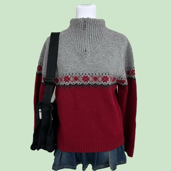 y2k cozy nordic wool 1/4 zip sweater - Picture 1 of 7